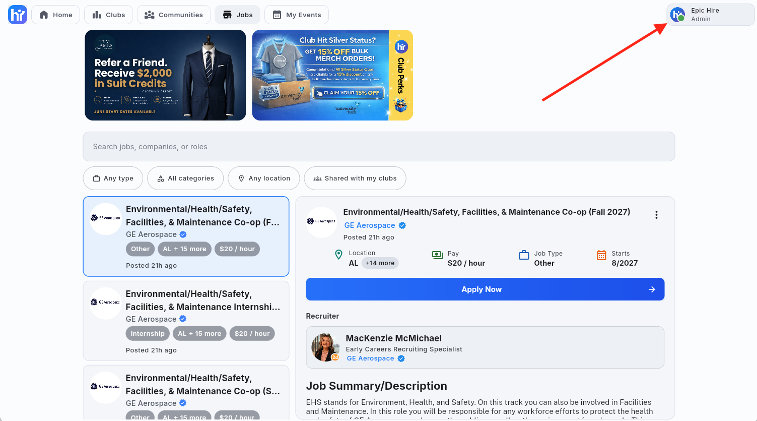 Clicking the profile in the top right corner of the web app