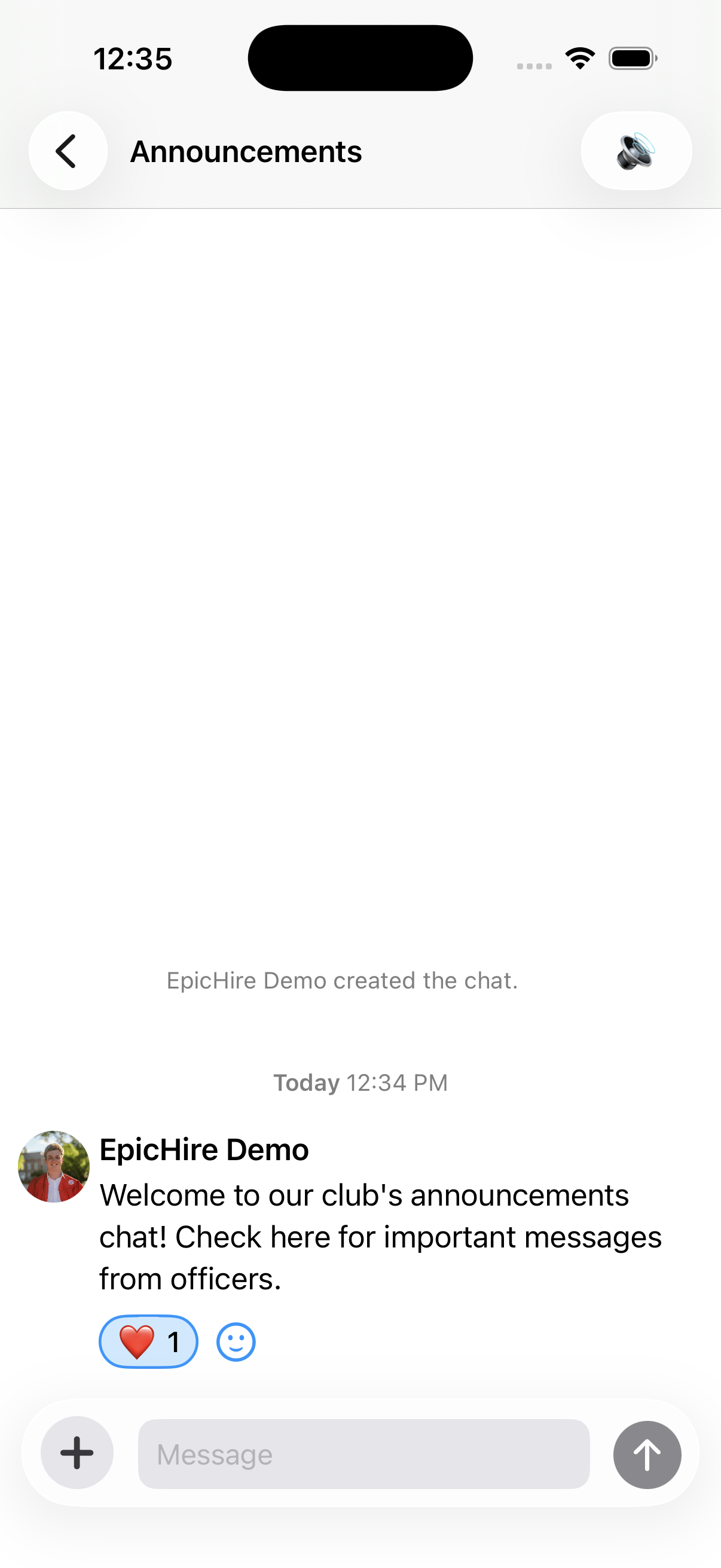 A channel conversation with reactions on a message