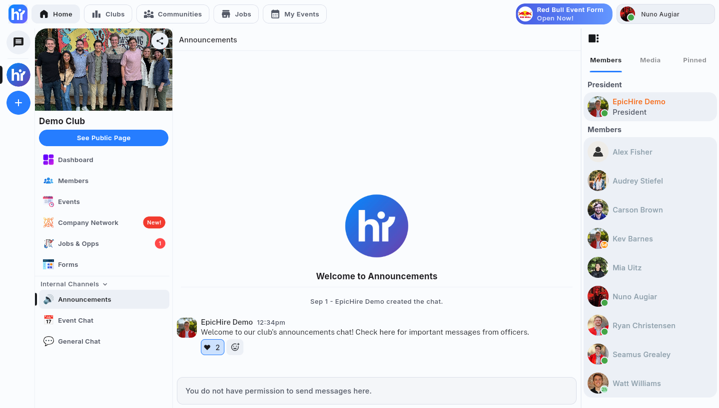 A channel conversation in the web app